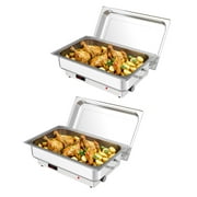Towallmark Electric Chafing Dish Buffet Set 2 Pack, 9QT Food Servers and Warmers, Stainless Steel Commercial Catering Food Warmers with Temperature Control Display for Weddings, Parties and Festivals